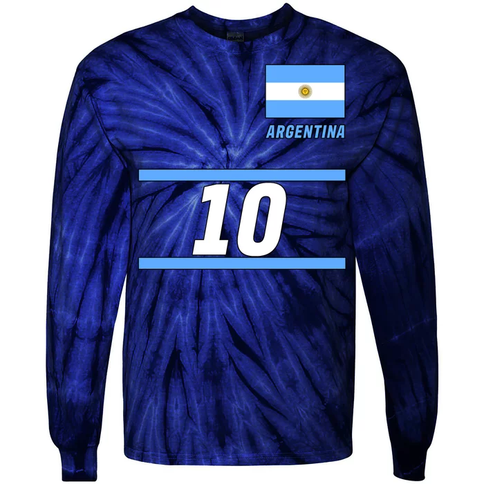 Argentina Soccer Jersey Number 10 Tie-Dye Long Sleeve Shirt