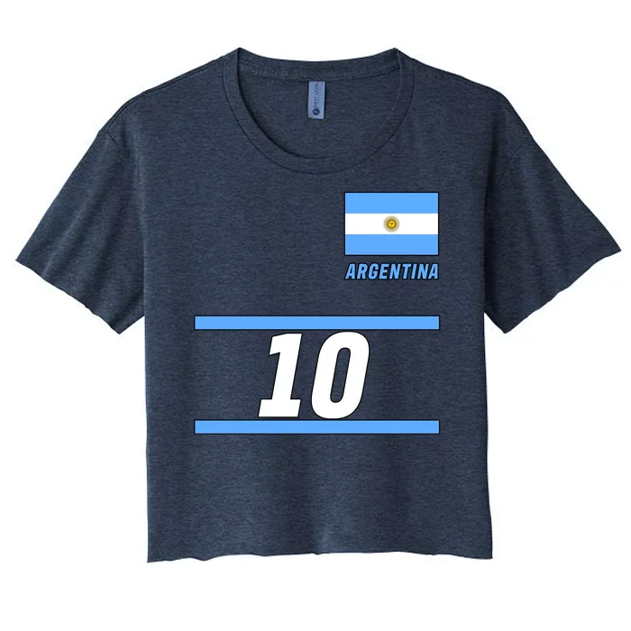 Argentina Soccer Jersey Number 10 Women's Crop Top Tee