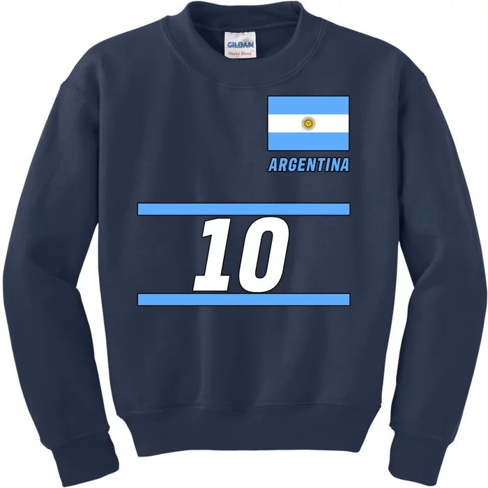 Argentina Soccer Jersey Number 10 Kids Sweatshirt