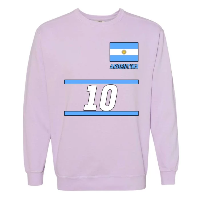 Argentina Soccer Jersey Number 10 Garment-Dyed Sweatshirt