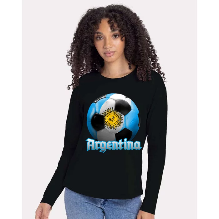 Argentina Soccer Logo Womens Cotton Relaxed Long Sleeve T-Shirt