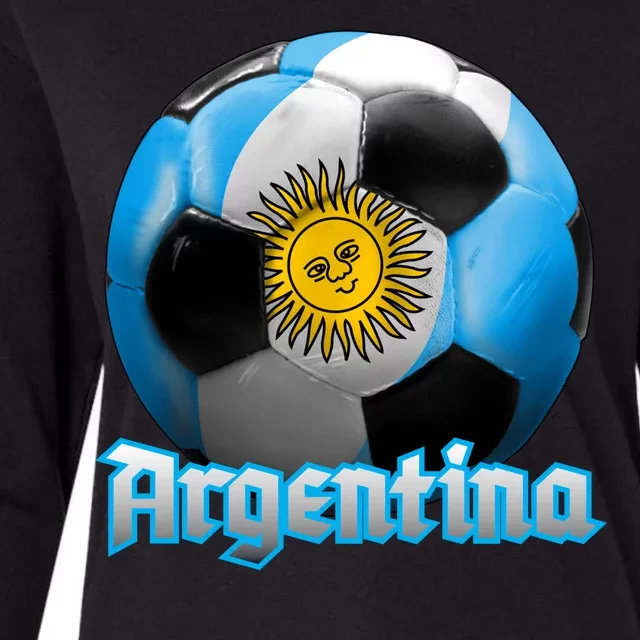 Argentina Soccer Logo Womens Cotton Relaxed Long Sleeve T-Shirt