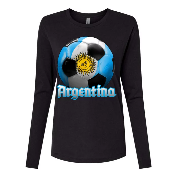 Argentina Soccer Logo Womens Cotton Relaxed Long Sleeve T-Shirt