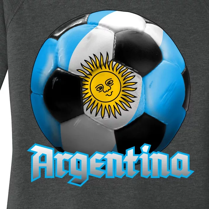 Argentina Soccer Logo Women's Perfect Tri Tunic Long Sleeve Shirt