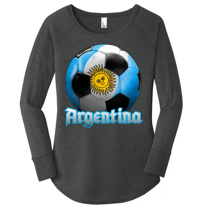 Argentina Soccer Logo Women's Perfect Tri Tunic Long Sleeve Shirt