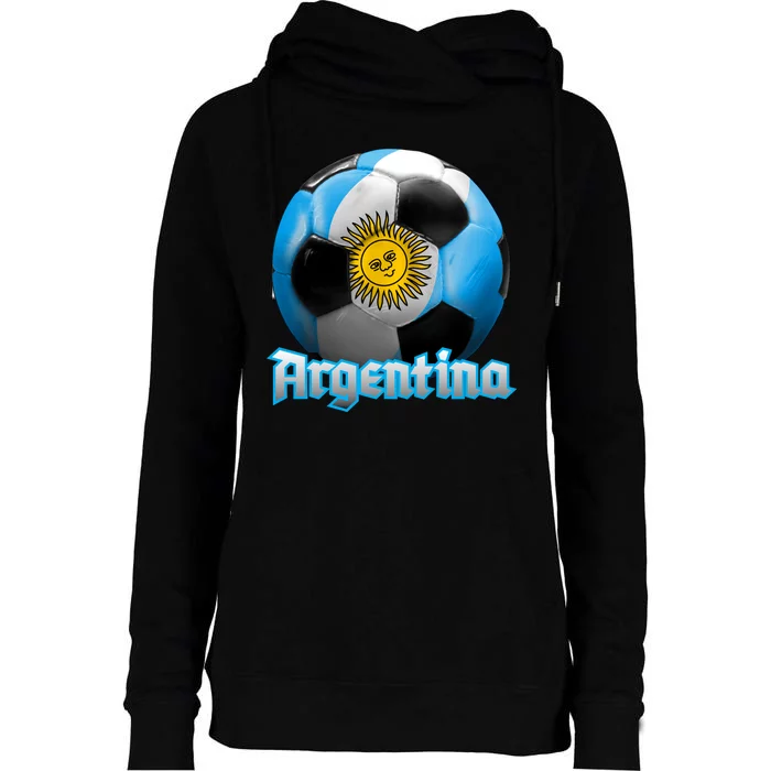 Argentina Soccer Logo Womens Funnel Neck Pullover Hood