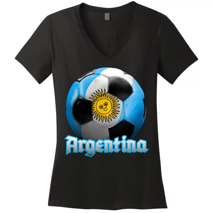 Argentina Soccer Logo Women's V-Neck T-Shirt