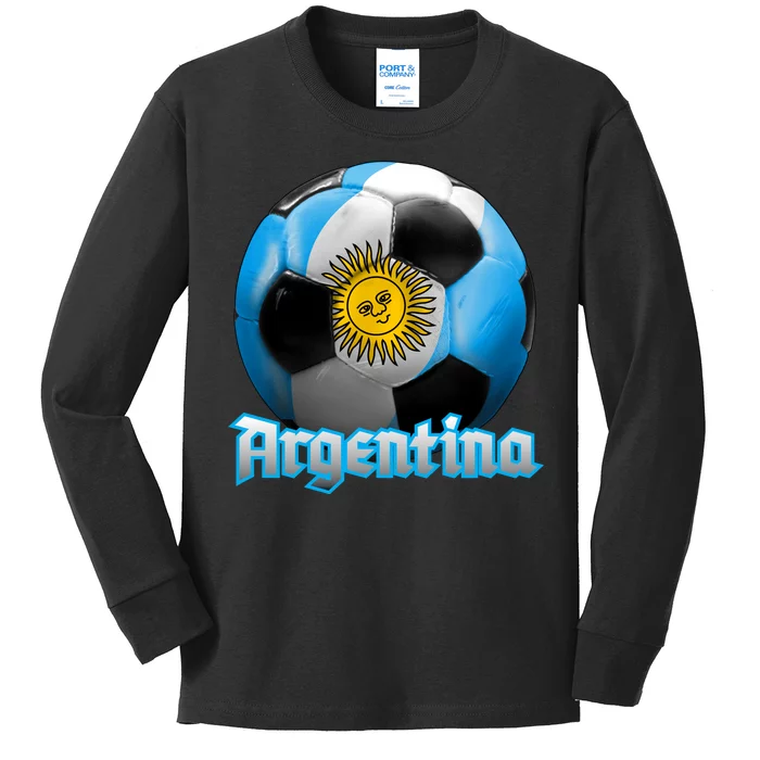 Argentina Soccer Logo Kids Long Sleeve Shirt