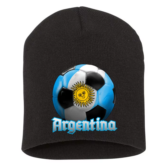 Argentina Soccer Logo Short Acrylic Beanie