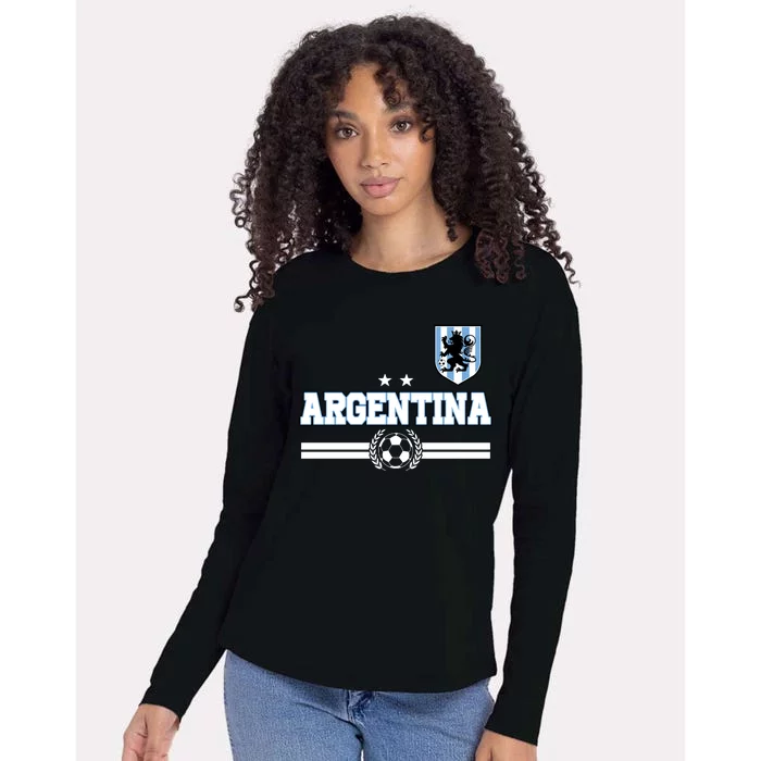 Argentina Soccer Team Fan Logo Womens Cotton Relaxed Long Sleeve T-Shirt