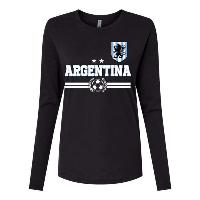 Argentina Soccer Team Fan Logo Womens Cotton Relaxed Long Sleeve T-Shirt