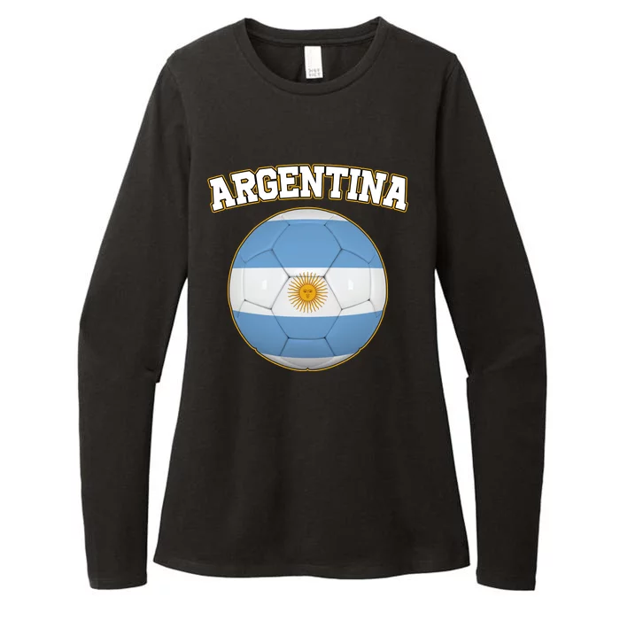 Argentina Team Flag Soccer Ball World Cup Womens CVC Long Sleeve Shirt