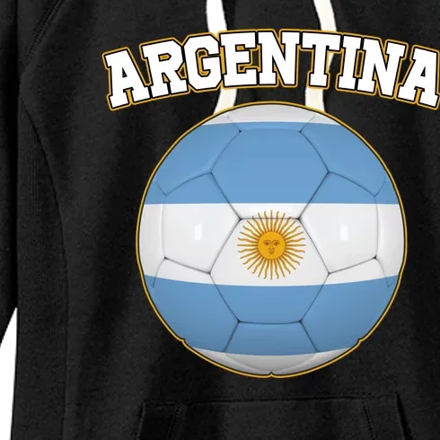 Argentina Team Flag Soccer Ball World Cup Women's Fleece Hoodie