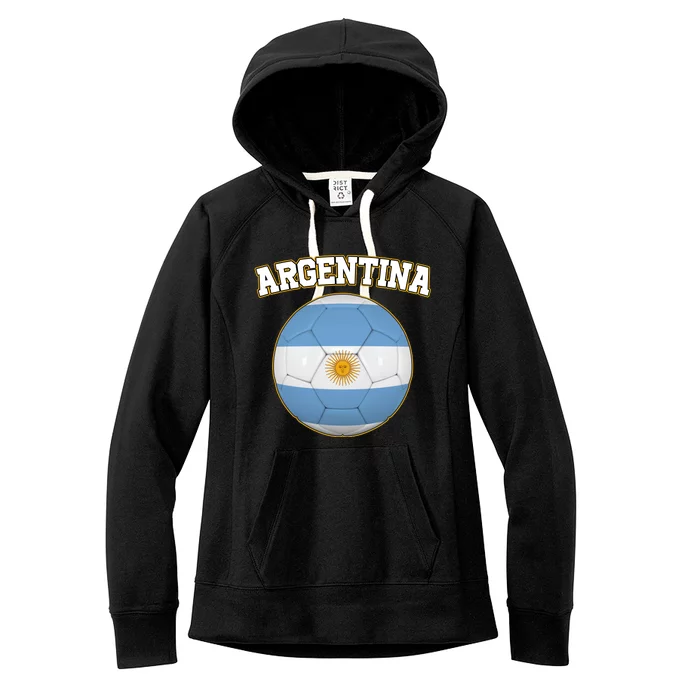 Argentina Team Flag Soccer Ball World Cup Women's Fleece Hoodie