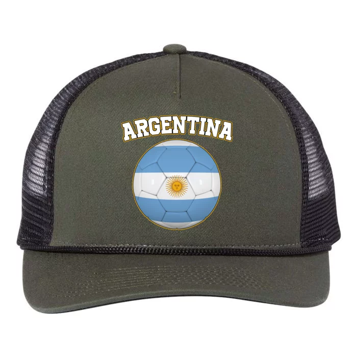 Argentina Team Flag Soccer Ball World Cup Retro Rope Trucker Hat Cap