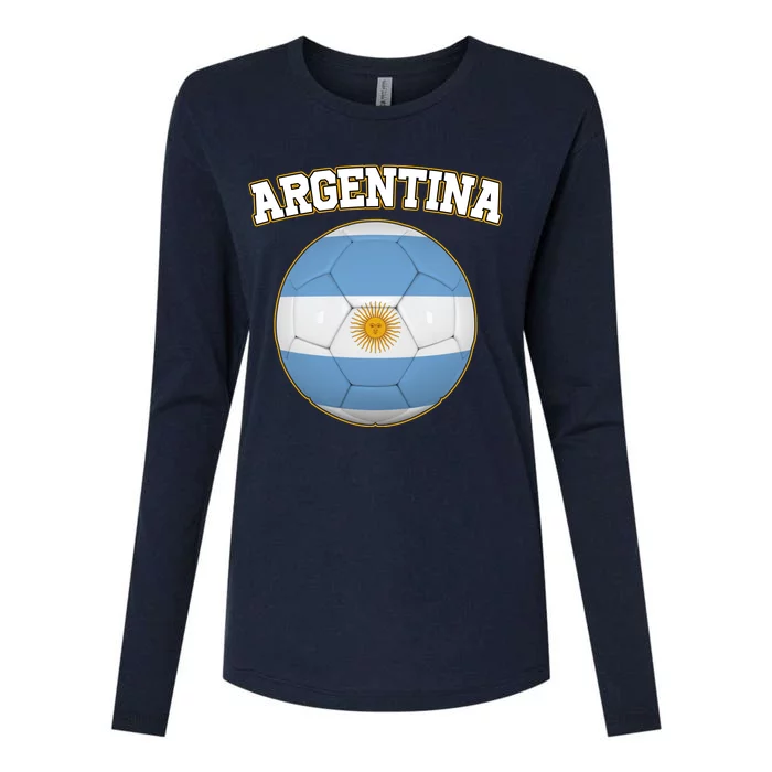 Argentina Team Flag Soccer Ball World Cup Womens Cotton Relaxed Long Sleeve T-Shirt