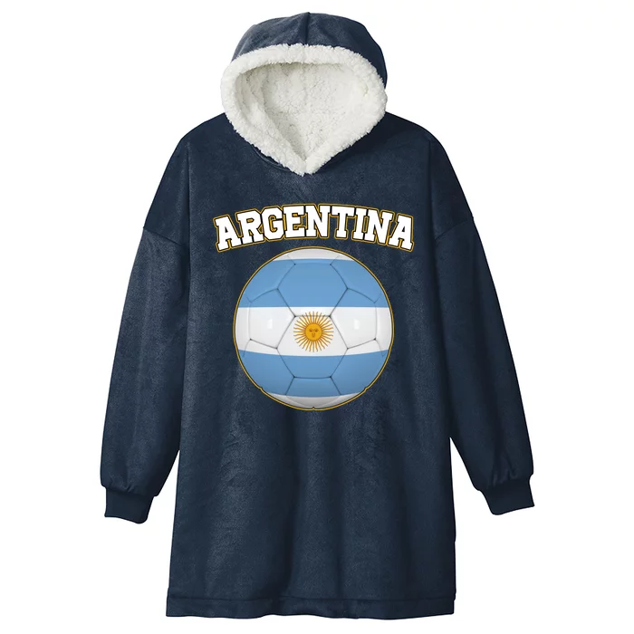 Argentina Team Flag Soccer Ball World Cup Hooded Wearable Blanket