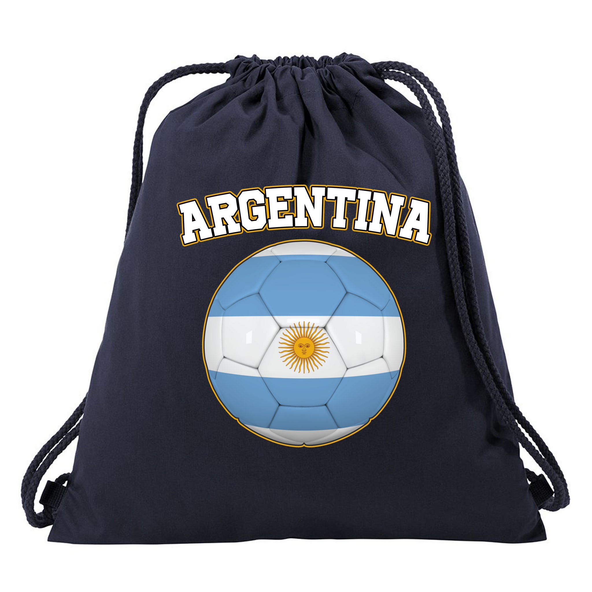 Argentina Team Flag Soccer Ball World Cup Drawstring Bag
