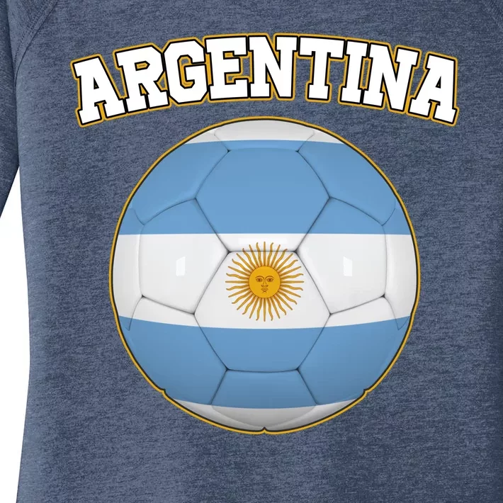 Argentina Team Flag Soccer Ball World Cup Women's Perfect Tri Tunic Long Sleeve Shirt