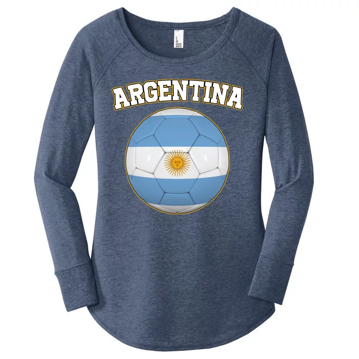 Argentina Team Flag Soccer Ball World Cup Women's Perfect Tri Tunic Long Sleeve Shirt