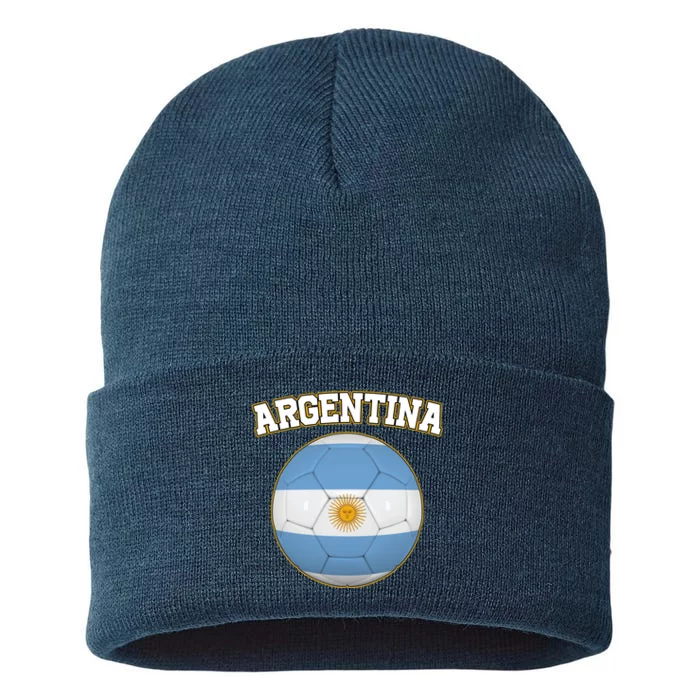 Argentina Team Flag Soccer Ball World Cup Sustainable Knit Beanie