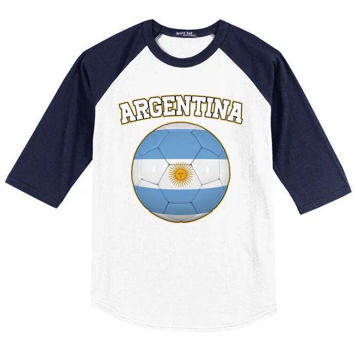 Argentina Team Flag Soccer Ball World Cup Baseball Sleeve Shirt