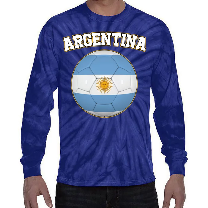 Argentina Team Flag Soccer Ball World Cup Tie-Dye Long Sleeve Shirt