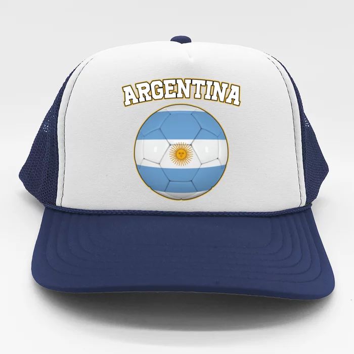 Argentina Team Flag Soccer Ball World Cup Trucker Hat