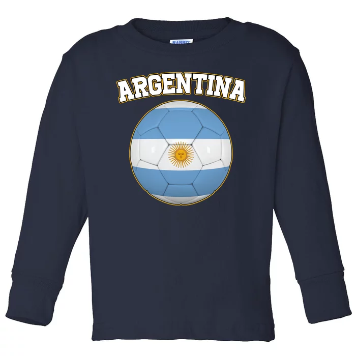 Argentina Team Flag Soccer Ball World Cup Toddler Long Sleeve Shirt