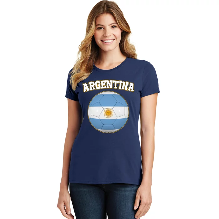 Argentina Team Flag Soccer Ball World Cup Women's T-Shirt