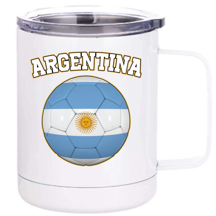 Argentina Team Flag Soccer Ball World Cup Front & Back 12oz Stainless Steel Tumbler Cup