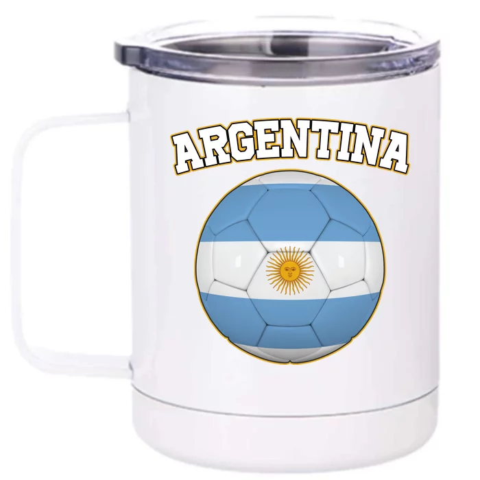 Argentina Team Flag Soccer Ball World Cup Front & Back 12oz Stainless Steel Tumbler Cup