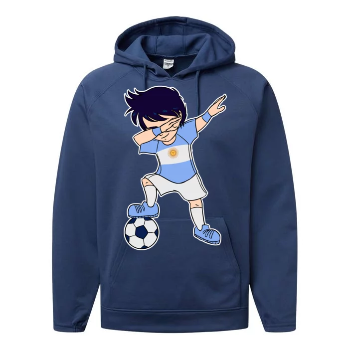 Argentinian Dabbing Soccer Boy Argentina Performance Fleece Hoodie