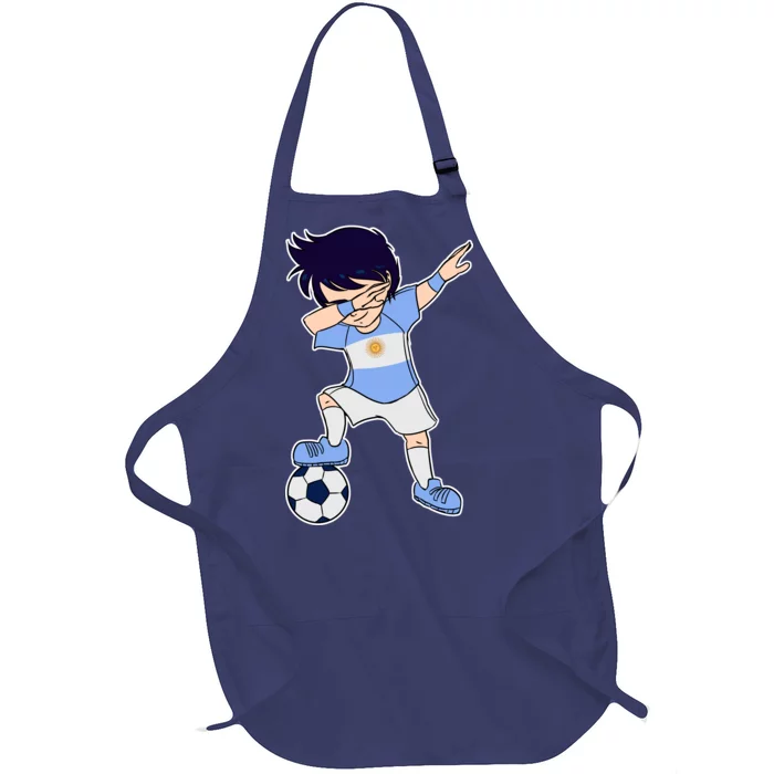 Argentinian Dabbing Soccer Boy Argentina Full-Length Apron With Pocket