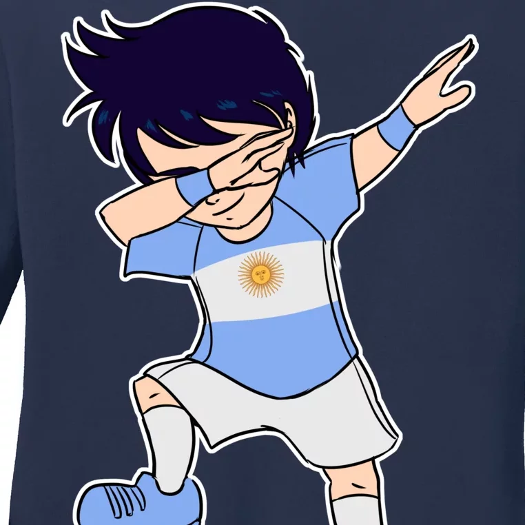 Argentinian Dabbing Soccer Boy Argentina Ladies Long Sleeve Shirt