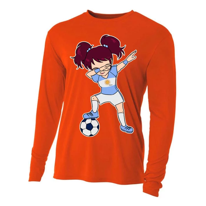 Argentinian Dabbing Soccer Gril Argentina Cooling Performance Long Sleeve Crew