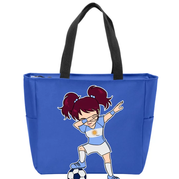 Argentinian Dabbing Soccer Gril Argentina Zip Tote Bag