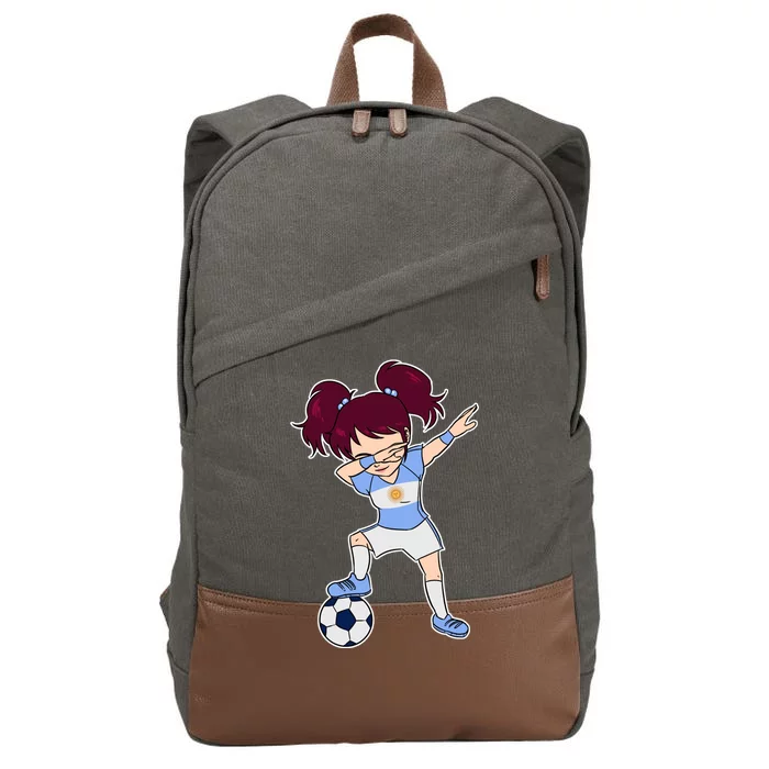 Argentinian Dabbing Soccer Gril Argentina Cotton Canvas Backpack