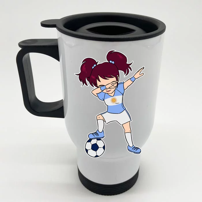 Argentinian Dabbing Soccer Gril Argentina Front & Back Stainless Steel Travel Mug