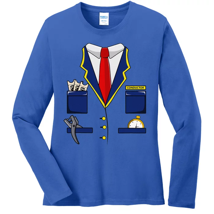 Adult Railroad Halloween Train Conductor Costume Ladies Long Sleeve Shirt