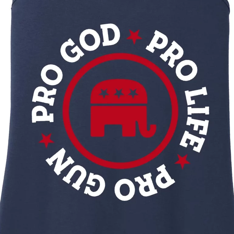 American Republican Hoodie Pro Life Pro God Pro Gun Saying Ladies Essential Tank