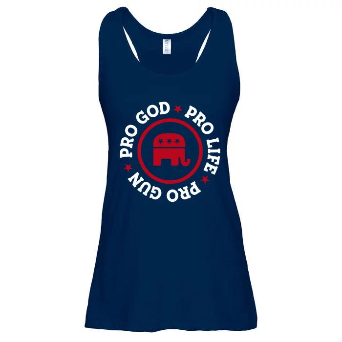 American Republican Hoodie Pro Life Pro God Pro Gun Saying Ladies Essential Flowy Tank