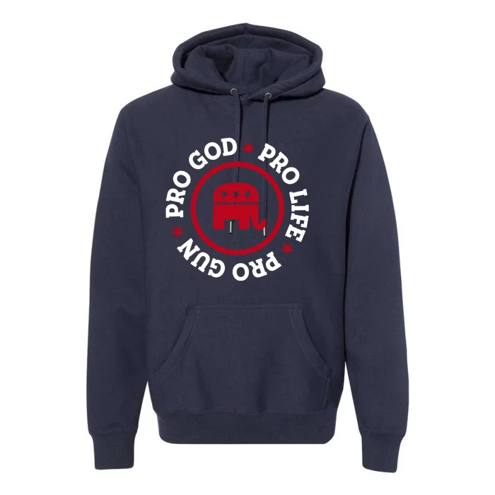 American Republican Hoodie Pro Life Pro God Pro Gun Saying Premium Hoodie