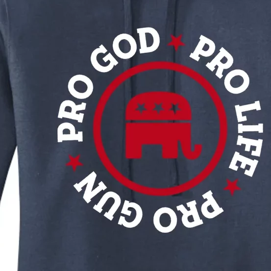 American Republican Hoodie Pro Life Pro God Pro Gun Saying Women's Pullover Hoodie