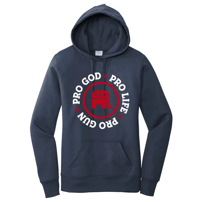 American Republican Hoodie Pro Life Pro God Pro Gun Saying Women's Pullover Hoodie