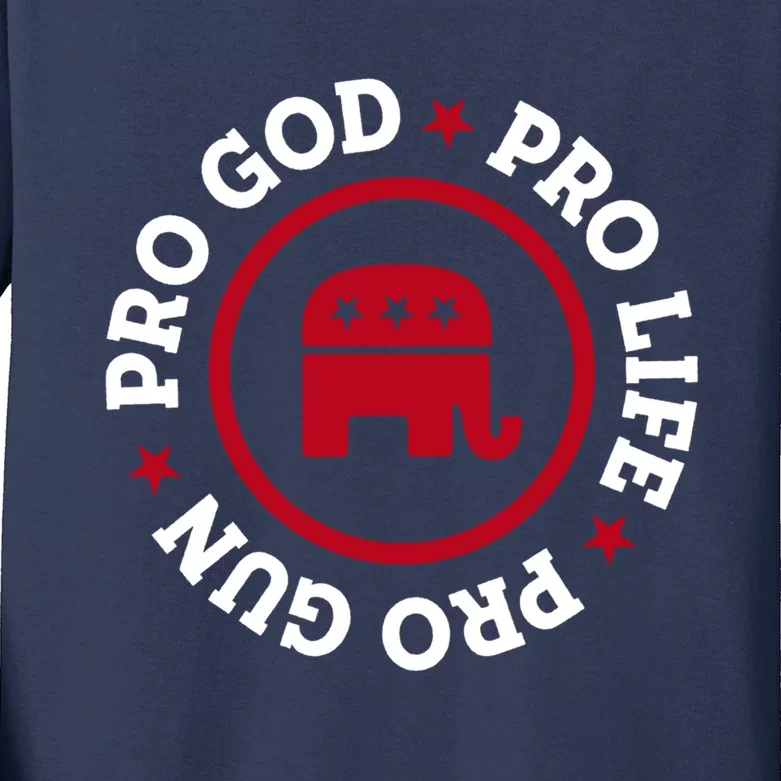 American Republican Hoodie Pro Life Pro God Pro Gun Saying Kids Long Sleeve Shirt