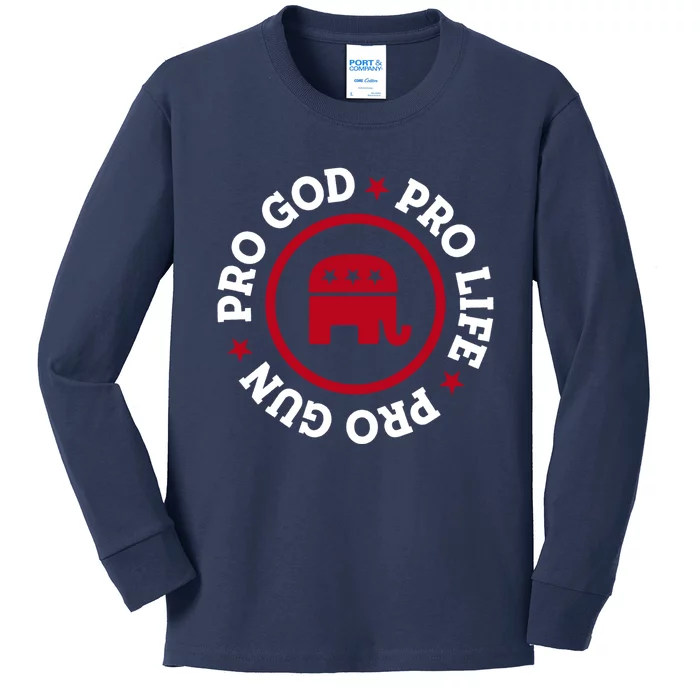 American Republican Hoodie Pro Life Pro God Pro Gun Saying Kids Long Sleeve Shirt