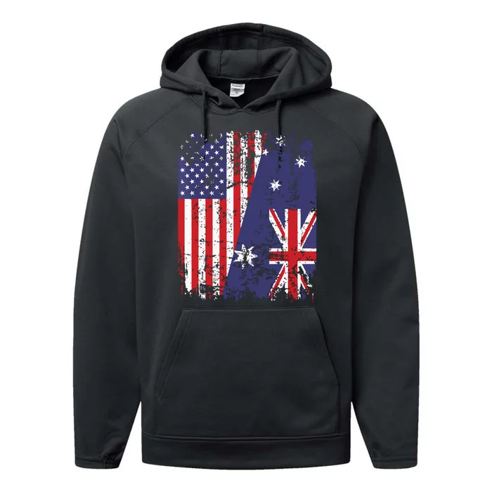 AUSTRALIAN ROOTS Half American Flag AUSTRALIA Performance Fleece Hoodie