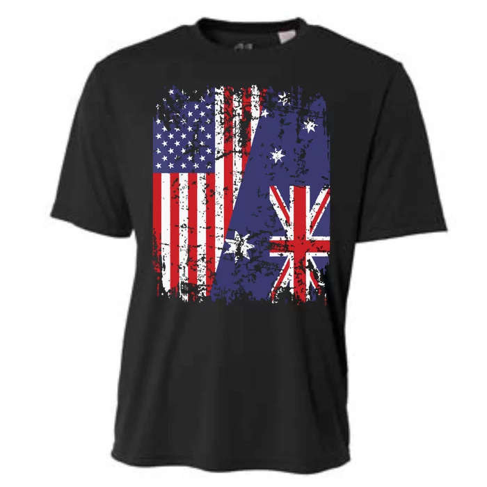 AUSTRALIAN ROOTS Half American Flag AUSTRALIA Cooling Performance Crew T-Shirt