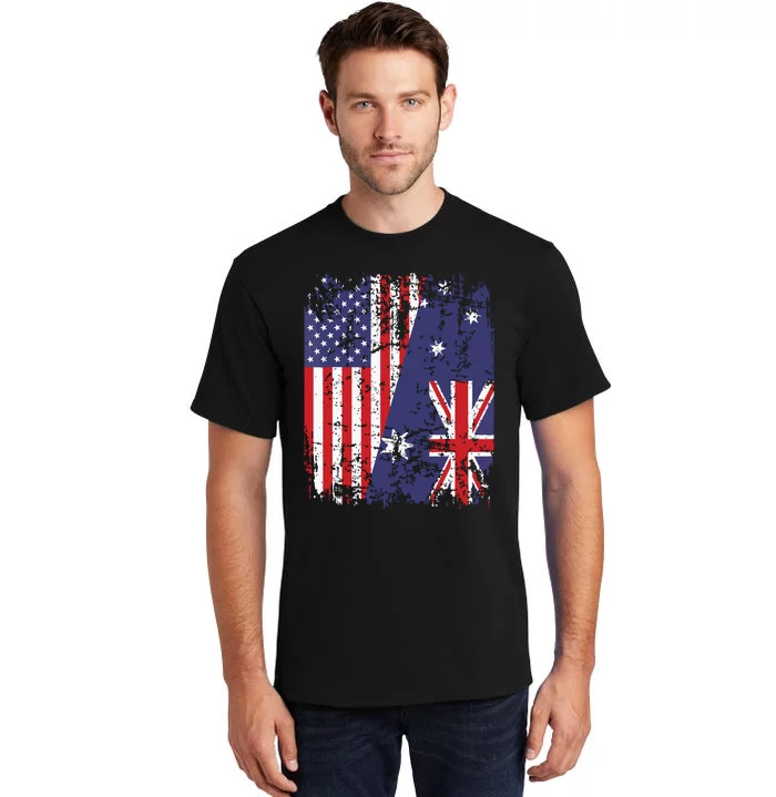 AUSTRALIAN ROOTS Half American Flag AUSTRALIA Tall T-Shirt